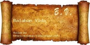 Balaban Vida névjegykártya